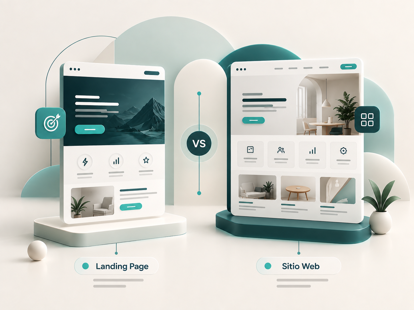 Comparación entre una landing page y un sitio web completo